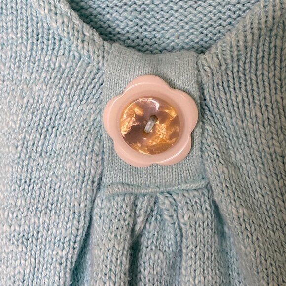 Anthropologie Willow Knit Top Size L Aqua Blue Short Sleeve Button Front USA - Picture 9 of 10